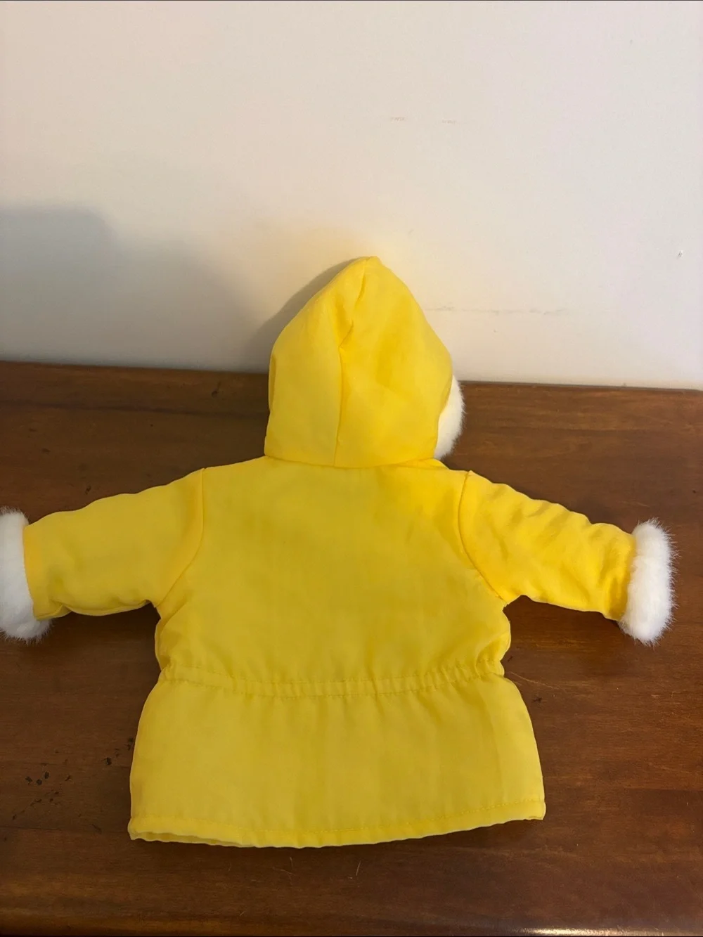 American Girl Yellow Hooded Jacket with White Faux Fur Trim